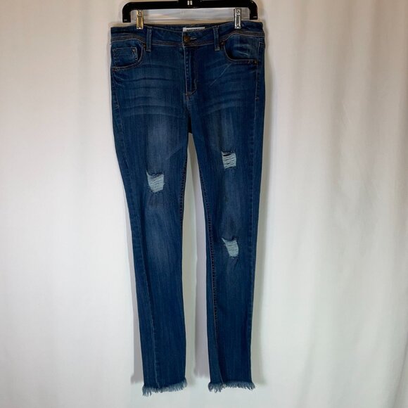 Almost Famous Jeans Size 11 Roll Cuff Distressed Medium Wash - Picture 2 of 9
